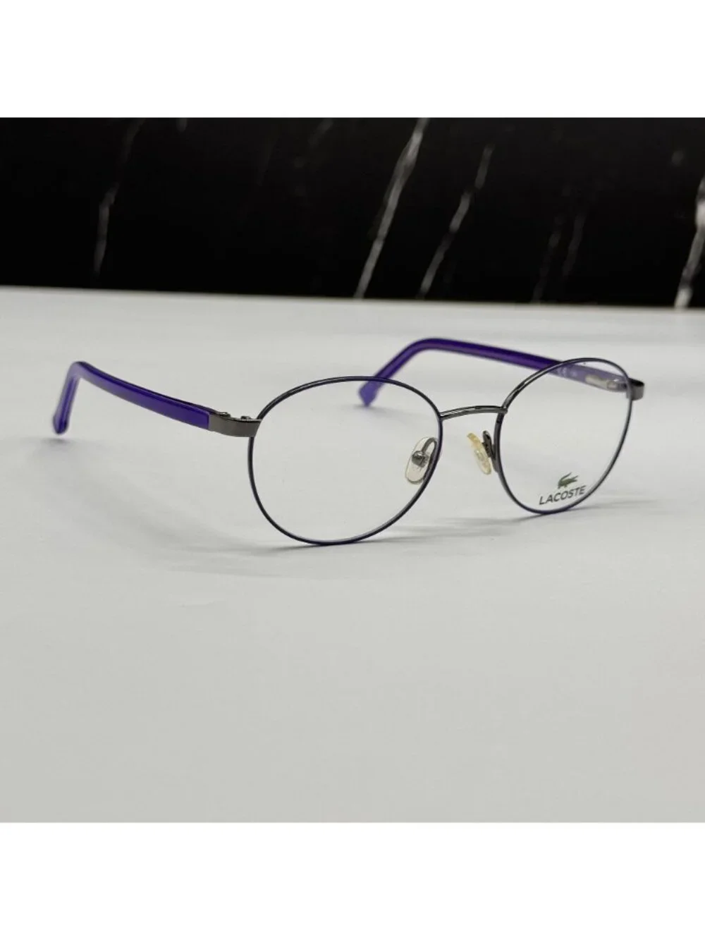 Lacoste Kid Eyeglasses L3104 035 Round Purple Gray Metal NEW